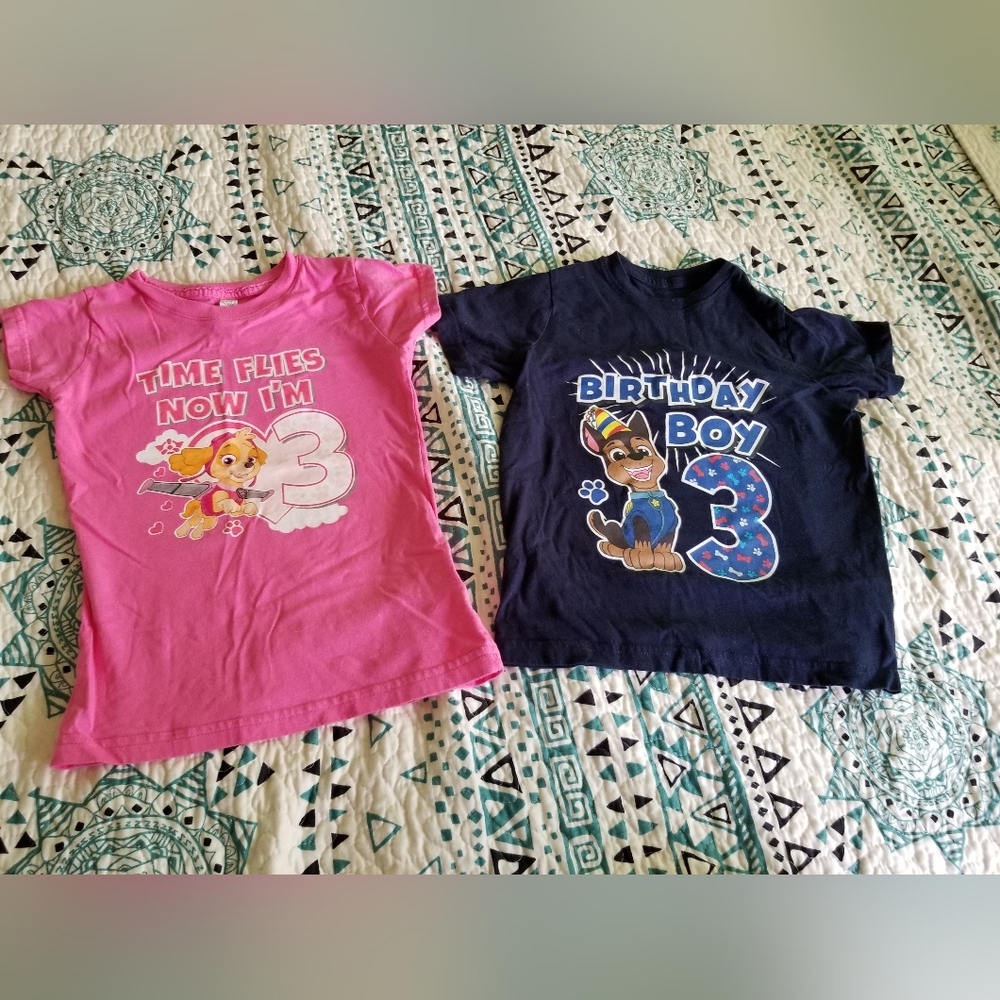 Twin paw patrol Birthday shirts